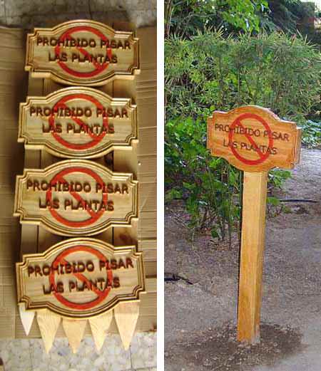 Carteles de madera para jardines