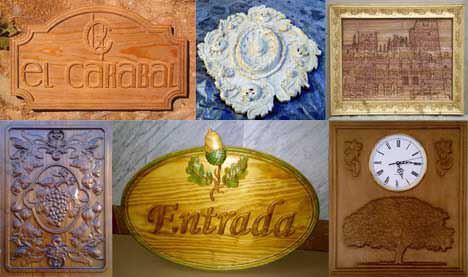 Varios ejemplos de tallas en madera realizadas por Castor.es